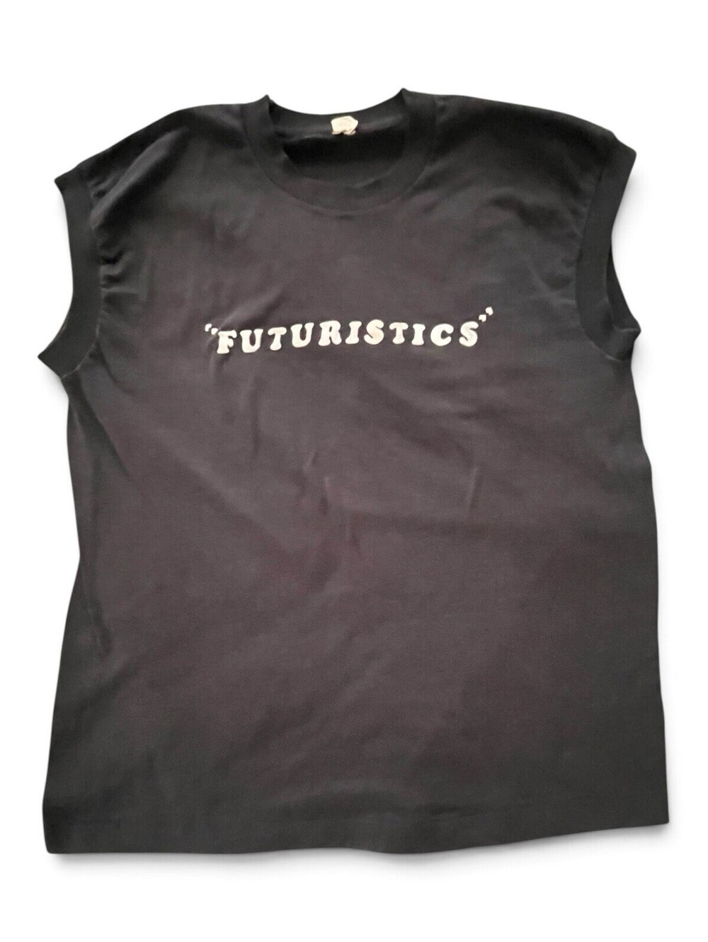 80S Band Sleeveless Crewneck Single Stitch Fuzzy Graphic “Futuristics” T-Shirt